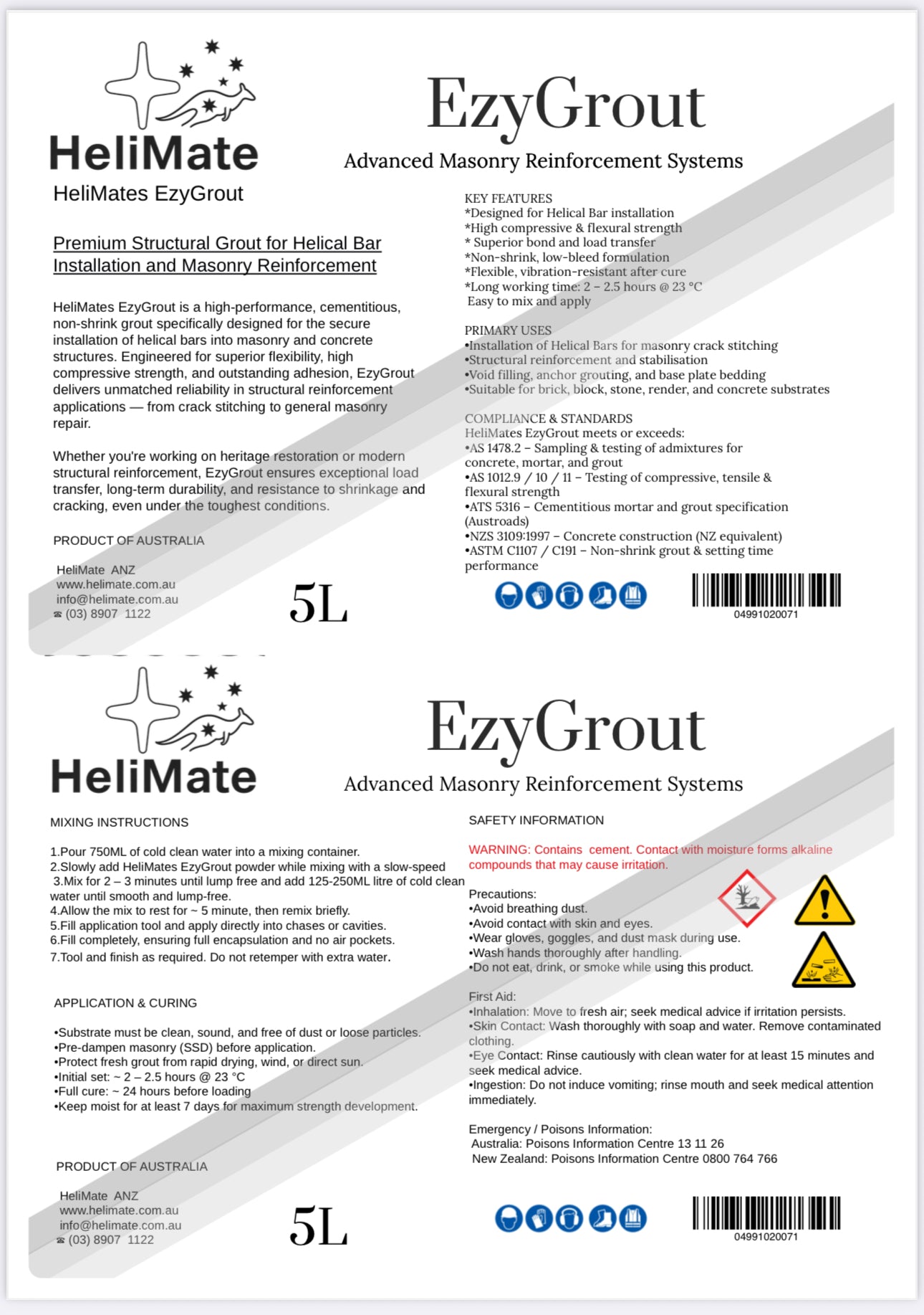 EzyGrout – 5 Litre Bucket of Premium Cementitious Grout