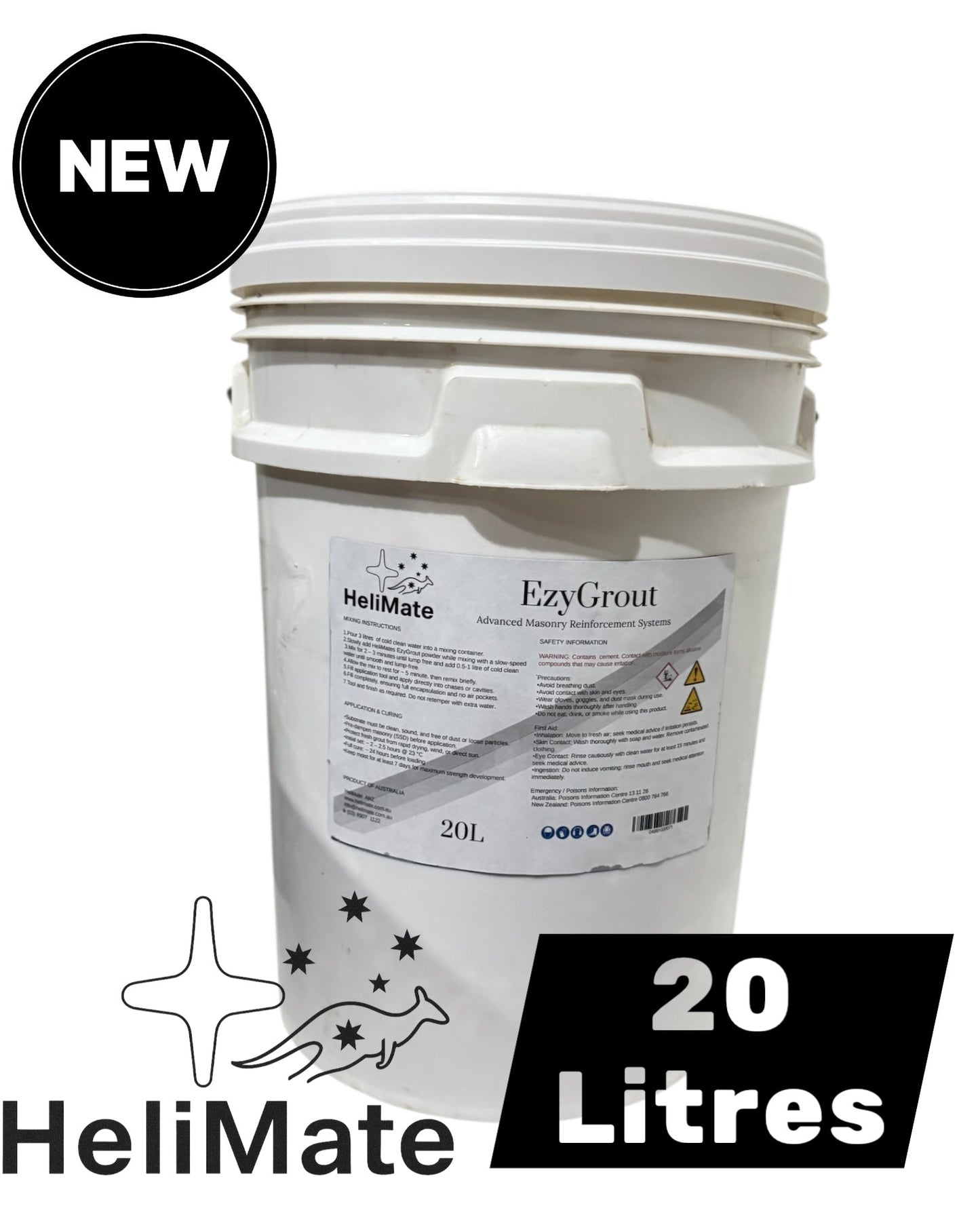 EzyGrout – 20 Litre Bucket of Premium Cementitious Grout - HeliMate AUS/NZ