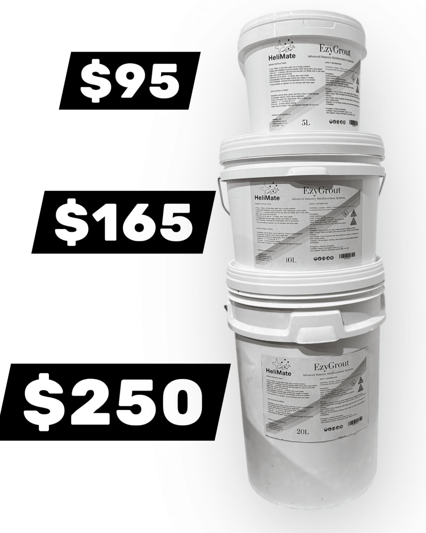 EzyGrout – 5 Litre Bucket of Premium Cementitious Grout - HeliMate AUS/NZ