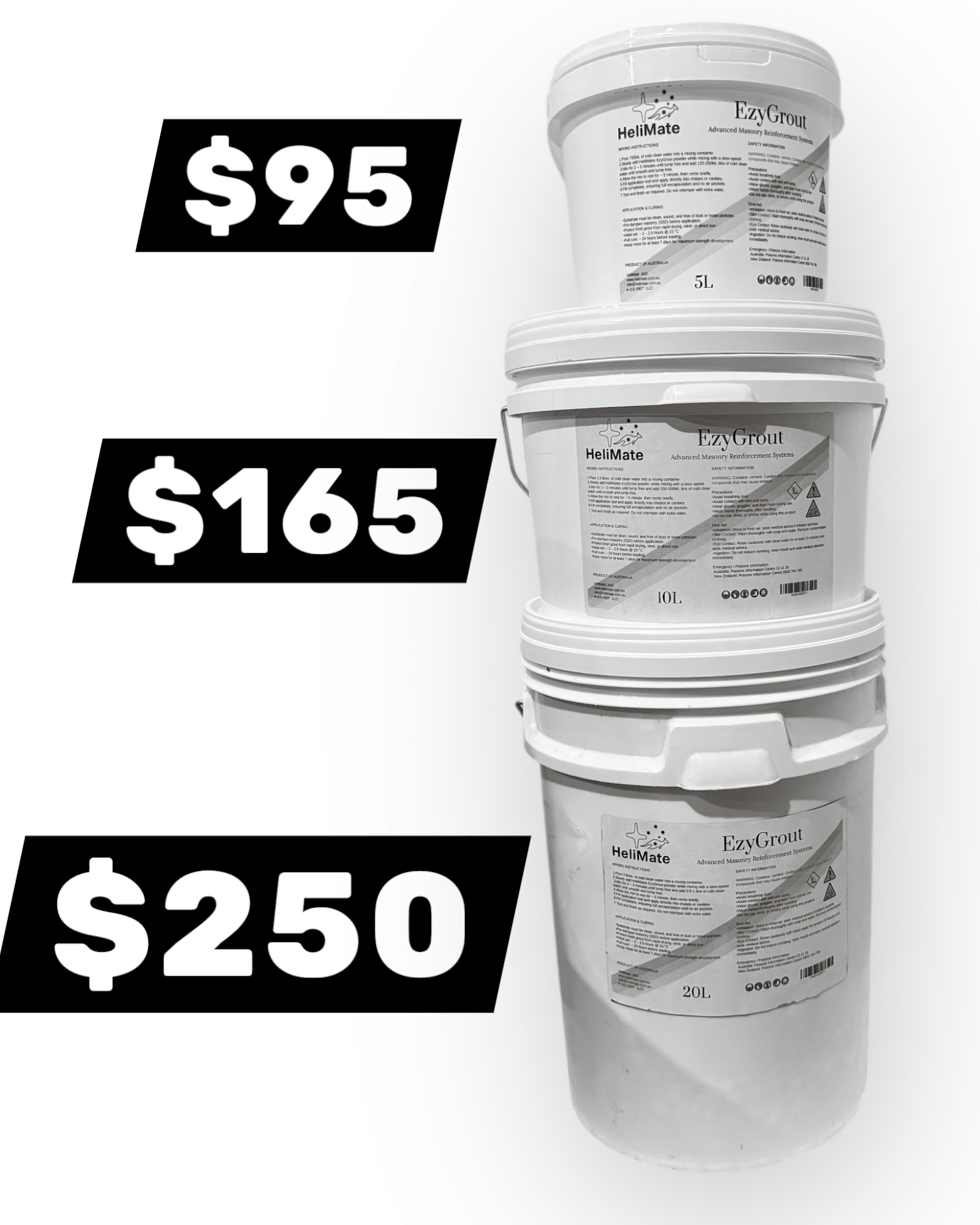 EzyGrout – 5 Litre Bucket of Premium Cementitious Grout - HeliMate AUS/NZ